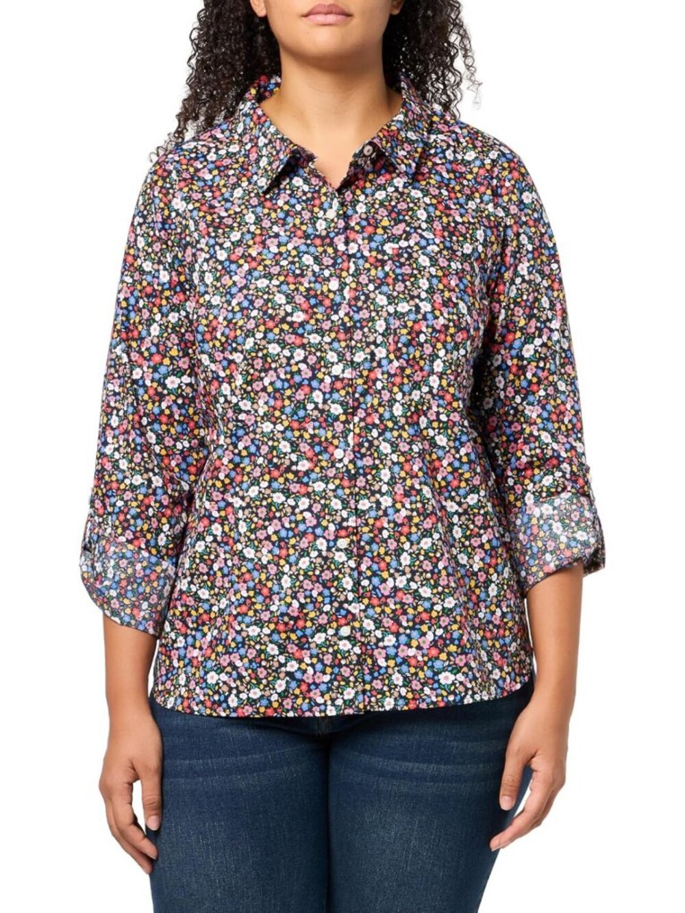 Chic Women's Button Front Long Sleeve Roll Tab Shirt - Versatile Casual Top